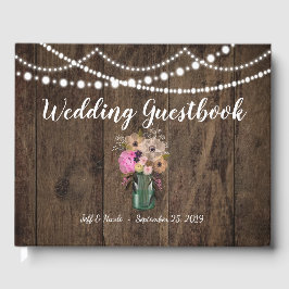 Land Mason Jar Houten Bloem Bruiloft Gastenboek