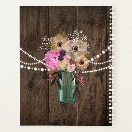 Land Mason Jar Houten Bloem Bruiloft Planner (Achterkant)