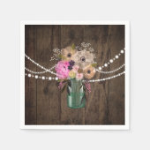 Land Mason Jar Houten Bloem Bruiloft Receptie Servetten (Voorkant)