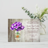 Land Mason Jar Hydrangea Wedding Invitation Kaart (Staand voorkant)