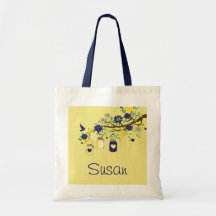 Land Mason Jar Navy Blue en Yellow Tas