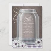 Land Mason Jar Paarse Gingham Vrijgezellenfeest Kaart (Voorkant)