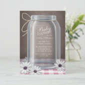 Land Mason Jar Pink Gingham Baby shower Kaart (Staand voorkant)