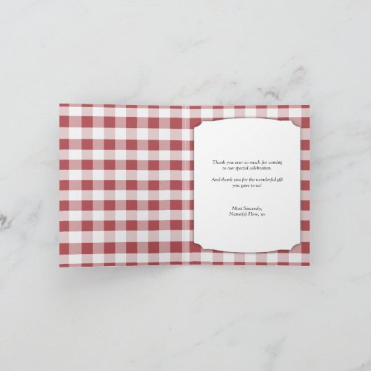 Land Mason Pot Daisy Rood Gingham Bedankt kaart (Binnen)