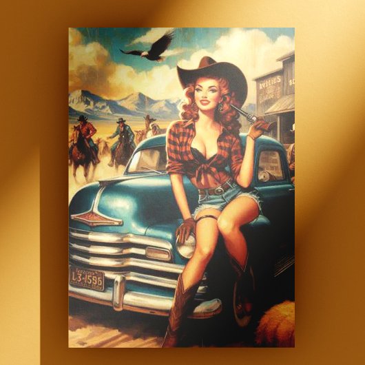 land meisje illustratie briefkaart