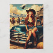 land meisje illustratie briefkaart (Voorkant)