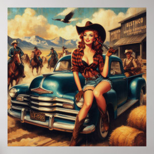  land meisje illustratie poster