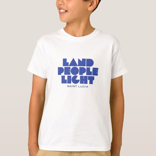 Land mensen licht | Saint Lucia Blauwe Typografie T-shirt (Voorkant)