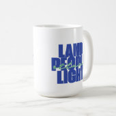 Land mensen licht | St Lucia Blauwe en groene teks Koffiemok (Voorkant rechts)