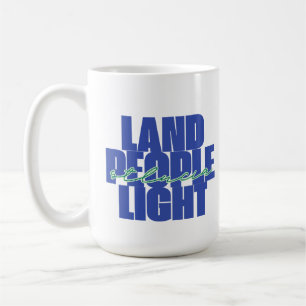 Land mensen licht St Lucia Blauwe en groene teks Koffiemok