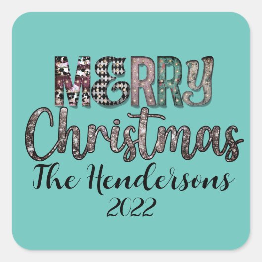 Land Merry kerst Vierkante Sticker (Voorkant)