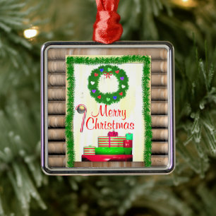 Land Merry kerstdeur Metalen Ornament