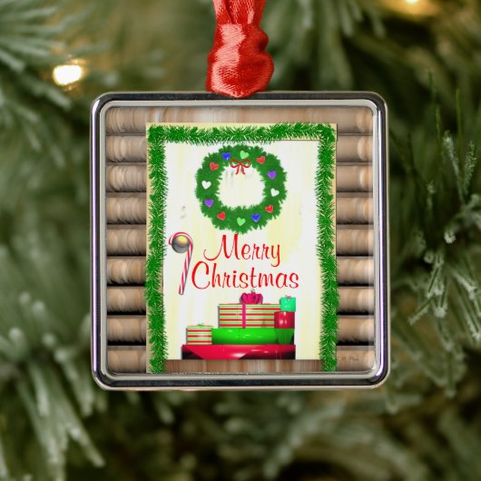 Land Merry kerstdeur Metalen Ornament (Boom)