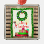 Land Merry kerstdeur Metalen Ornament (Voorkant)