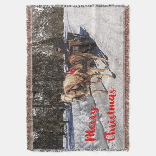 Land Merry kerstpaarden Sled Rustic Snow Deken (Voorkant Verticaal)