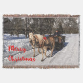 Land Merry kerstpaarden Sled Rustic Snow Deken (Voorkant)