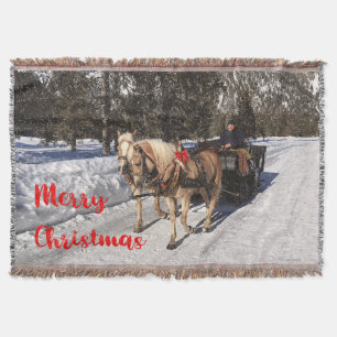 Land Merry kerstpaarden Sled Rustic Snow Deken