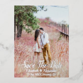 Land met als achtergrond de datum opslaan folie uitnodiging briefkaart (Voorkant)