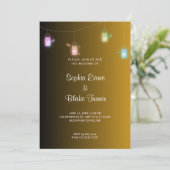 Land met kleurcode Mason Jars Gold Wedding Kaart (Staand voorkant)