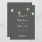 Land met kleurcode Mason Jars Gray Wedding Kaart (Voorkant / Achterkant)