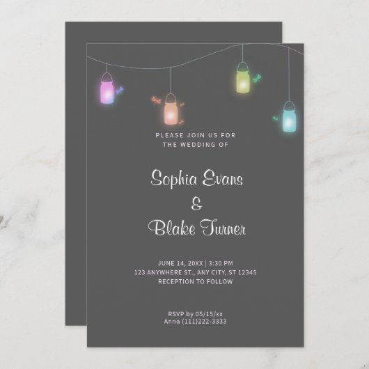 Land met kleurcode Mason Jars Gray Wedding Kaart (Voorkant / Achterkant)