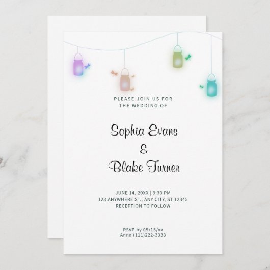 Land met kleurcode Mason Jars White Wedding Kaart (Voorkant / Achterkant)