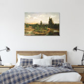 Land met rivier de Manzanares Canvas Afdruk (Insitu (Slaapkamer))