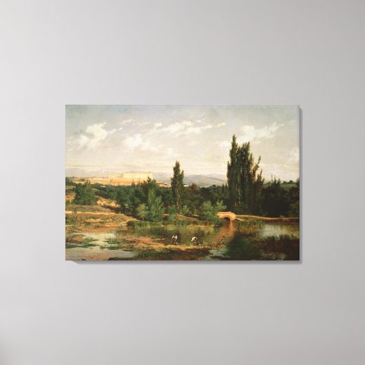 Land met rivier de Manzanares Canvas Afdruk (Voorkant)