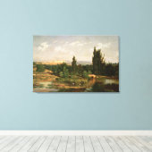 Land met rivier de Manzanares Canvas Afdruk (Insitu (Houten vloer))