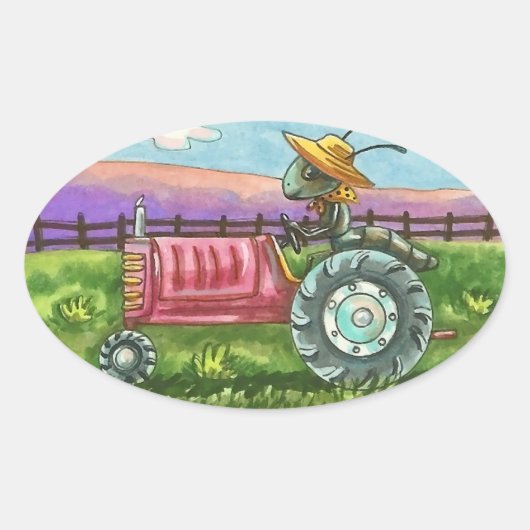 LAND MIER BOERDERIJ BUG OP TRACTOR STICKER Ovaal V (Voorkant)