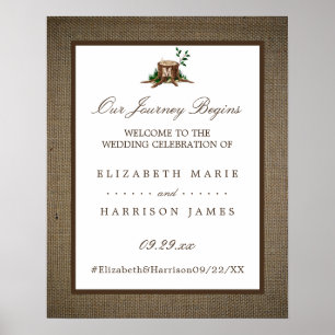 Land Monogram Boom Burlap Bruiloft Welkom Poster