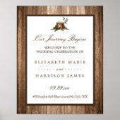 Land Monogram Boom & Hout Bruiloft Welkom Poster (Voorkant)