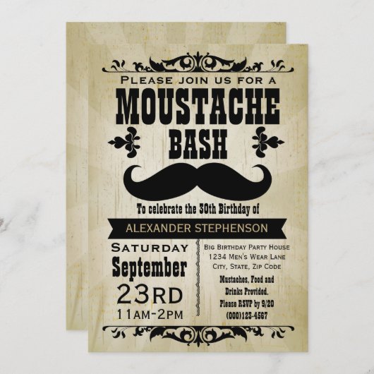 Land Mustache Bash Verjaardagsfeestje Kaart (Voorkant / Achterkant)
