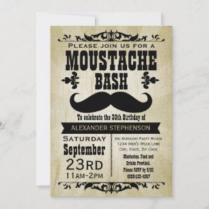 Land  Mustache Bash Verjaardagsfeestje Kaart