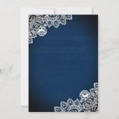  land Navy Blue Wood Lace Quinceanera Kaart (Achterkant)