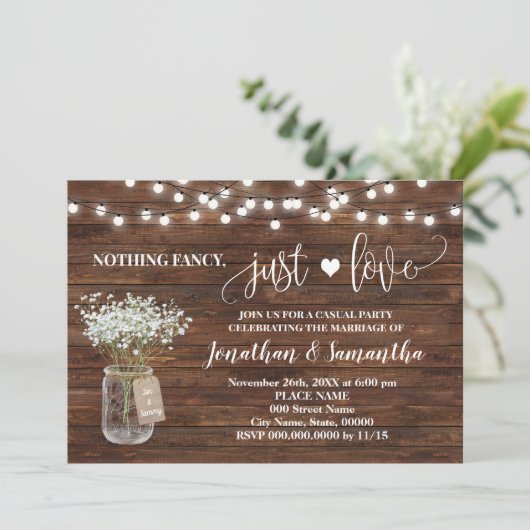 Land Niets Fancy Liefdesewinning Uitnodigen Save The Date (Staand voorkant)