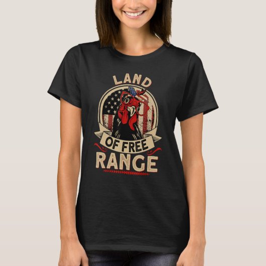 Land of Free Range USA Chicken 4th of July Mama He T-shirt (Voorkant)
