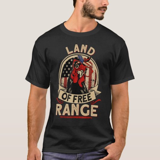 Land of Free Range USA Chicken 4th of July Mama He T-shirt (Voorkant)