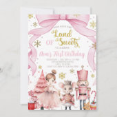 Land of Sweets nutcracker birthday invitation. Kaart (Voorkant)