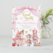 Land of Sweets nutcracker birthday invitation. Kaart (Staand voorkant)