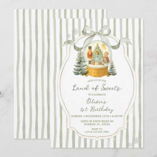 Land of Sweets Nutcracker Green Winter Birthday Kaart (Voorkant / Achterkant)