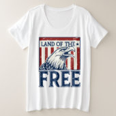 Land of the Free -  Amerikaanse adelaar Grote Maat T-shirt (Design voorkant)