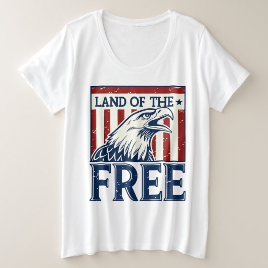Land of the Free -  Amerikaanse adelaar Grote Maat T-shirt (Design voorkant)
