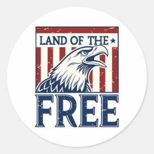 Land of the Free - Amerikaanse adelaar Ronde Sticker