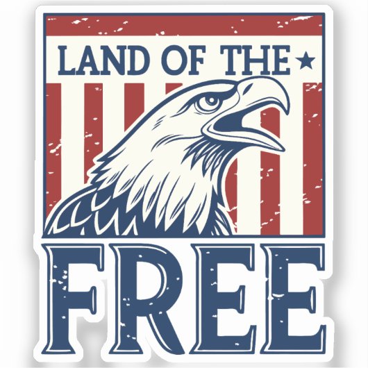 Land of the Free - Amerikaanse adelaar Sticker (Voorkant)