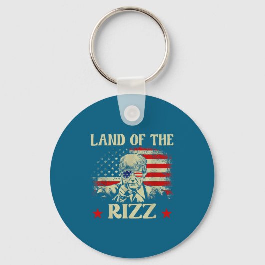 Land Of The Rizz Funny Patriotic Trump 4th Of July Sleutelhanger (Voorkant)