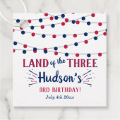 Land Of The Three! 4 juli 3e verjaardagsfeestje Bedankjes Labels (Voorkant)