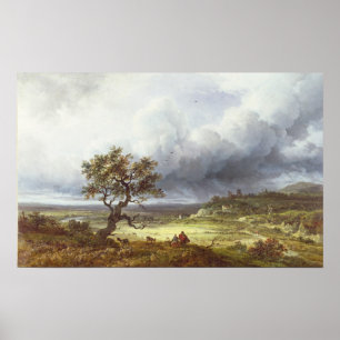 Land onder een Stormy Sky Poster