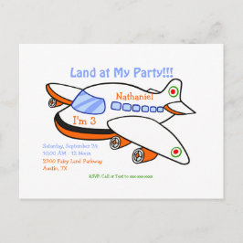 Land op My Party Vliegtuigthema Kinder Uitnodiging Briefkaart