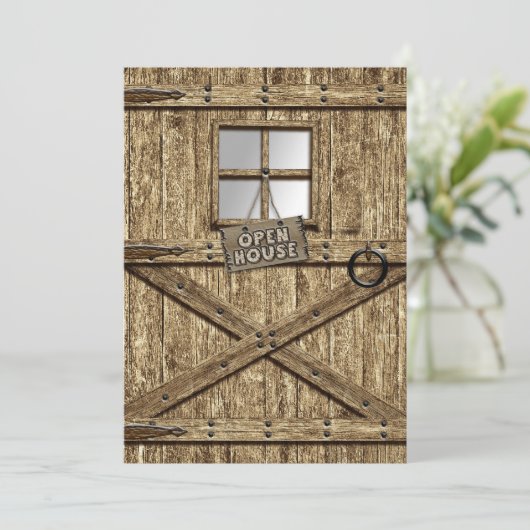 LAND OPEN HUISINVITATIE - RUSTISCHE DEUR KAART (Staand voorkant)